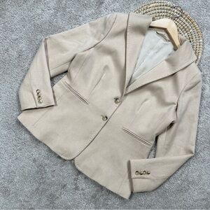 MaxMara Women’s 100% Camel Hair Blazer Jacket Longsleeve Beige Two Button 14